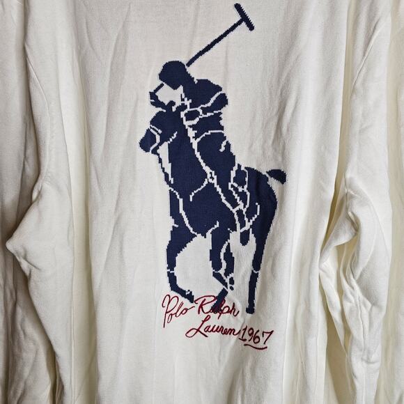 Polo Ralph Lauren Vintage White Big Pony Knit Crewneck Sweater Size 5XB - Picture 3 of 5